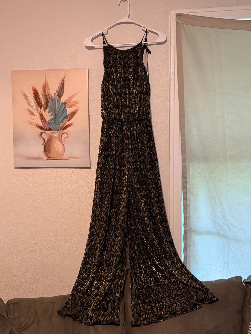 Lush Black and Gold Maxi Jumpsuit Dress
